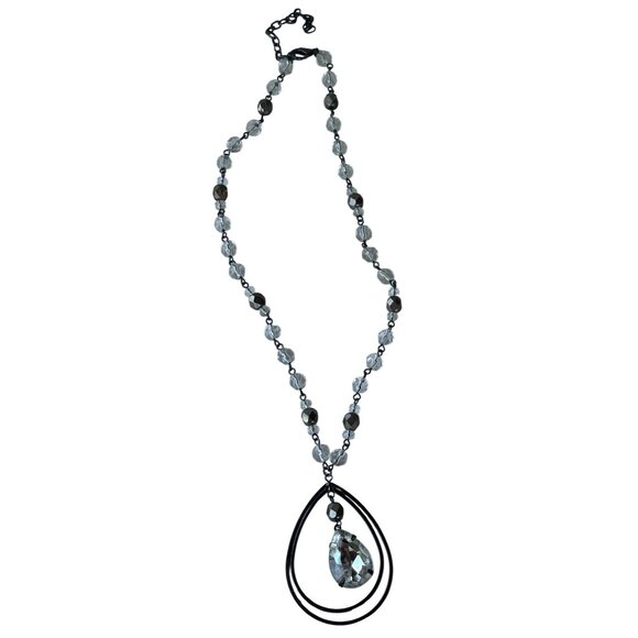 Unbranded Beaded Fashion Jewelry Necklace Black w/Silver Tone & Clear - Picture 3 of 6